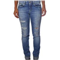 Dondup - Monroe Model Jeans in Ruined Canvas - Blue - Trousers - Luxury Exclusive Collection - Avvenice