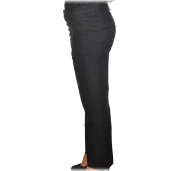 Dondup - Nima Trousers with Metal Closure Buttons - Black - Trousers - Luxury Exclusive Collection - Avvenice