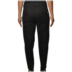 Dondup - Nima Trousers with Metal Closure Buttons - Black - Trousers - Luxury Exclusive Collection - Avvenice