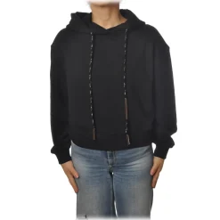 Dondup - Oversize Sweatshirt with Hood - Black - Sweatshirt - Luxury Exclusive Collection - Avvenice