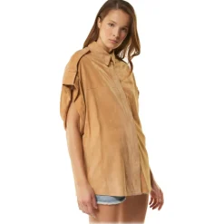 Dondup - Oversized Genuine Suede Shirt - Camel - Shirt - Luxury Exclusive Collection - Avvenice