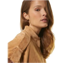 Dondup - Oversized Genuine Suede Shirt - Camel - Shirt - Luxury Exclusive Collection - Avvenice