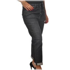 Dondup - Regular-Waist Zoe Trousers with Covered Buttons - Black - Trousers - Luxury Exclusive Collection - Avvenice