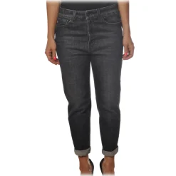 Dondup - Regular-Waist Zoe Trousers with Covered Buttons - Black - Trousers - Luxury Exclusive Collection - Avvenice