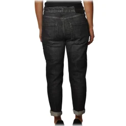 Dondup - Regular-Waist Zoe Trousers with Covered Buttons - Black - Trousers - Luxury Exclusive Collection - Avvenice
