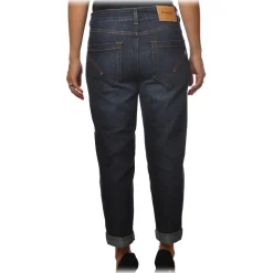 Dondup - Regular-Waist Zoe Trousers with Covered Buttons - Dark Blue - Trousers - Luxury Exclusive Collection - Avvenice