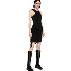 Dondup - Sheath Dress with Ruffles - Black - Dresses - Luxury Exclusive Collection - Avvenice