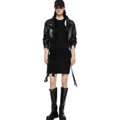 Dondup - Sheath Dress with Ruffles - Black - Dresses - Luxury Exclusive Collection - Avvenice