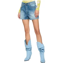 Dondup - Shorts with Frayed Bottom - Blue - Trousers - Luxury Exclusive Collection - Avvenice