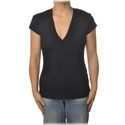 Dondup - Short-Sleeved T-shirt with V Neckline - Black - T-shirt - Luxury Exclusive Collection - Avvenice