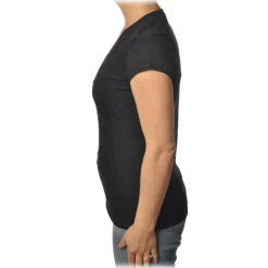 Dondup - Short-Sleeved T-shirt with V Neckline - Black - T-shirt - Luxury Exclusive Collection - Avvenice