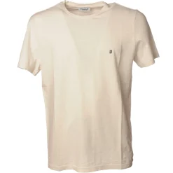 Dondup - Short-Sleeved T-shirt with Metal Logo on One Side - Cream White - T-shirt - Luxury Exclusive Collection - Avvenice