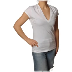 Dondup - Short-Sleeved T-shirt with V Neckline - White - T-shirt - Luxury Exclusive Collection - Avvenice