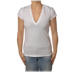 Dondup - Short-Sleeved T-shirt with V Neckline - White - T-shirt - Luxury Exclusive Collection - Avvenice