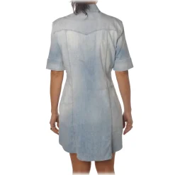 Dondup - Short-Sleeves Shirt Model with Collar - Blue Denim - Dresses - Luxury Exclusive Collection - Avvenice
