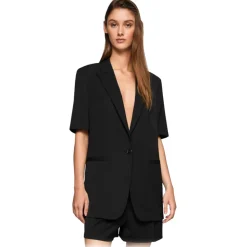 Dondup - Single Breasted Short Sleeve Blazer - Black - Jacket - Luxury Exclusive Collection - Avvenice