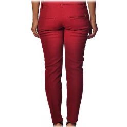 Dondup - Slim Fit Trousers with Zip Details - Red - Trousers - Luxury Exclusive Collection - Avvenice