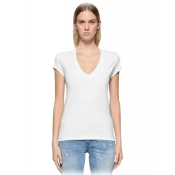 Dondup - Slim V-Neck T-shirt - White - T-shirt - Luxury Exclusive Collection - Avvenice