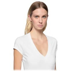 Dondup - Slim V-Neck T-shirt - White - T-shirt - Luxury Exclusive Collection - Avvenice