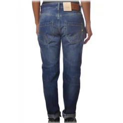 Dondup - Straight Jeans with Treated Canvas - Blue - Trousers - Luxury Exclusive Collection - Avvenice