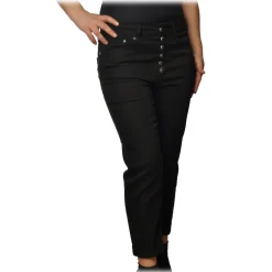 Dondup - Straight Leg Jeans with Jewel Buttons - Black - Trousers - Luxury Exclusive Collection - Avvenice