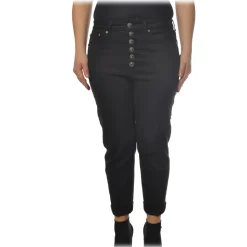 Dondup - Straight Leg Jeans with Jewel Buttons - Black - Trousers - Luxury Exclusive Collection - Avvenice