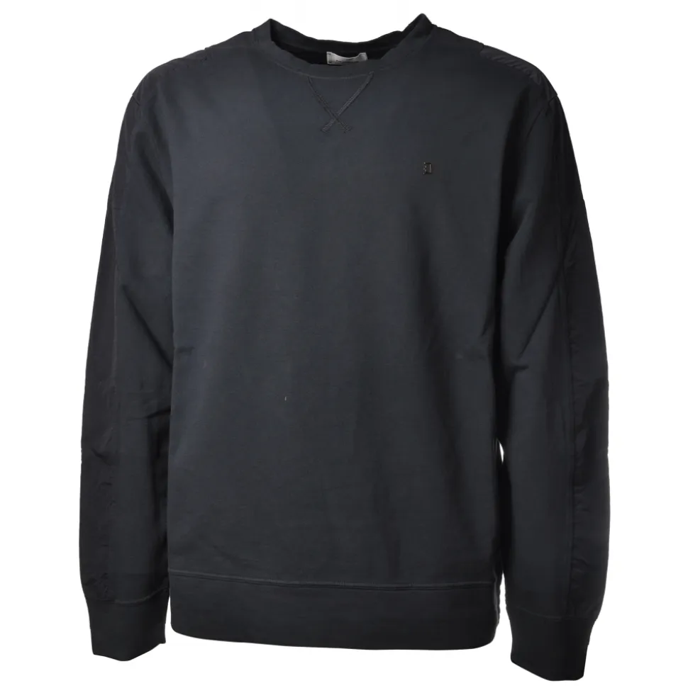 Dondup - Sweatshirt with Logo and Nylon Inserts - Blue - Sweatshirt - Luxury Exclusive Collection - Avvenice