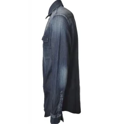 Dondup - Texan Model Shirt Made of Washed Denim - Blue/Denim - Shirt - Luxury Exclusive Collection - Avvenice