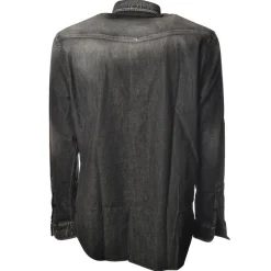 Dondup - Texan Model Shirt Made of Washed Denim - Black/Denim - Shirt - Luxury Exclusive Collection - Avvenice