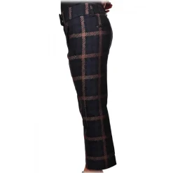 Dondup - Trousers in Checked Fabric - Blue - Trousers - Luxury Exclusive Collection - Avvenice