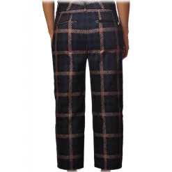 Dondup - Trousers in Checked Fabric - Blue - Trousers - Luxury Exclusive Collection - Avvenice
