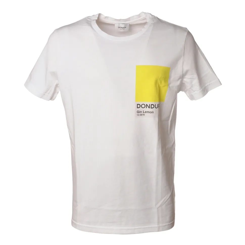 Dondup - T-shirt with Colored Geometric Detail - White - T-shirt - Luxury Exclusive Collection - Avvenice