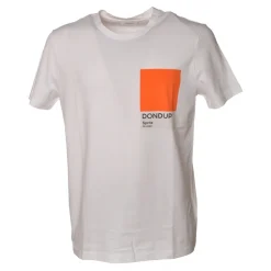 Dondup - T-shirt with Colored Geometric Detail - White - T-shirt - Luxury Exclusive Collection - Avvenice