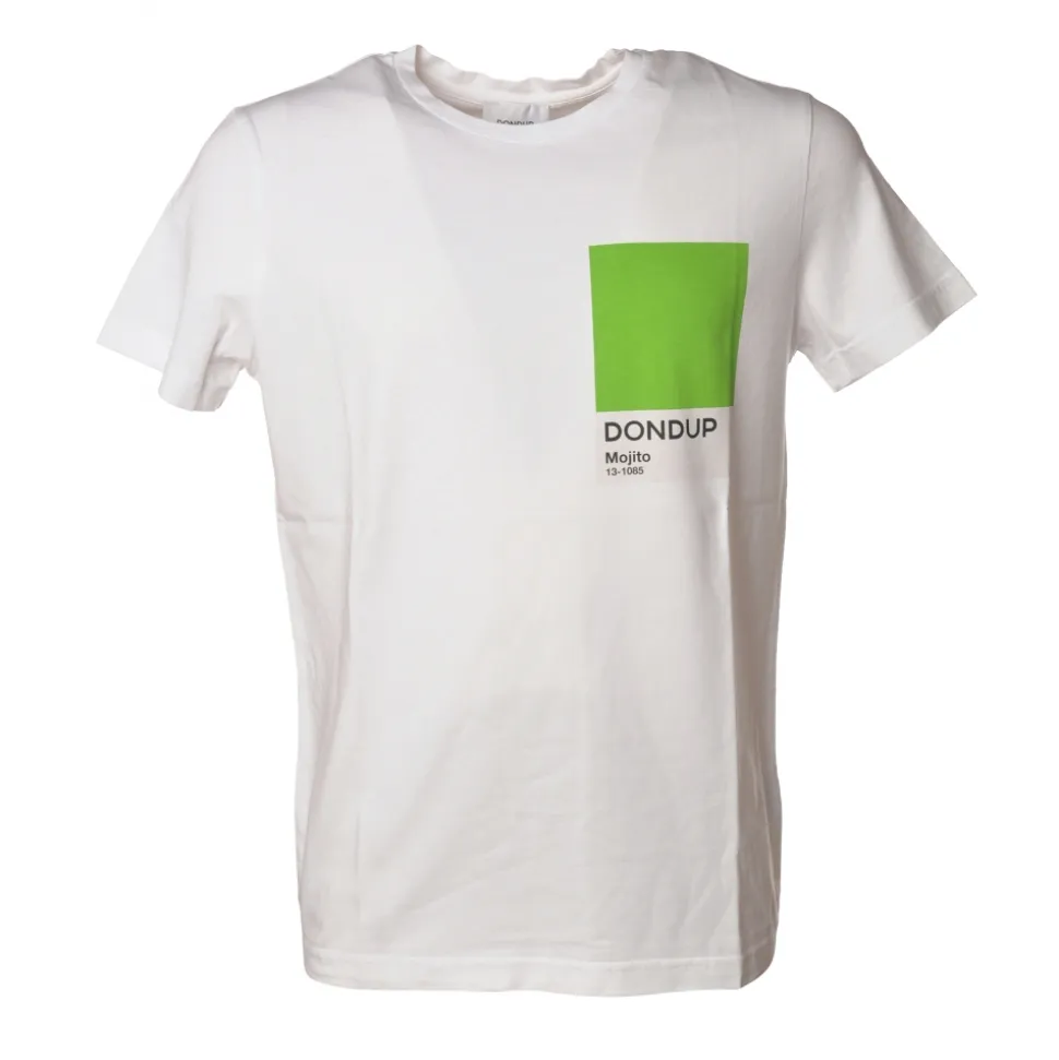 Dondup - T-shirt with Colored Geometric Detail - White - T-shirt - Luxury Exclusive Collection - Avvenice