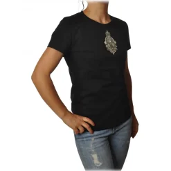 Dondup - T-Shirt with Embroidery - Black - T-shirt - Luxury Exclusive Collection - Avvenice