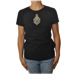 Dondup - T-Shirt with Embroidery - Black - T-shirt - Luxury Exclusive Collection - Avvenice