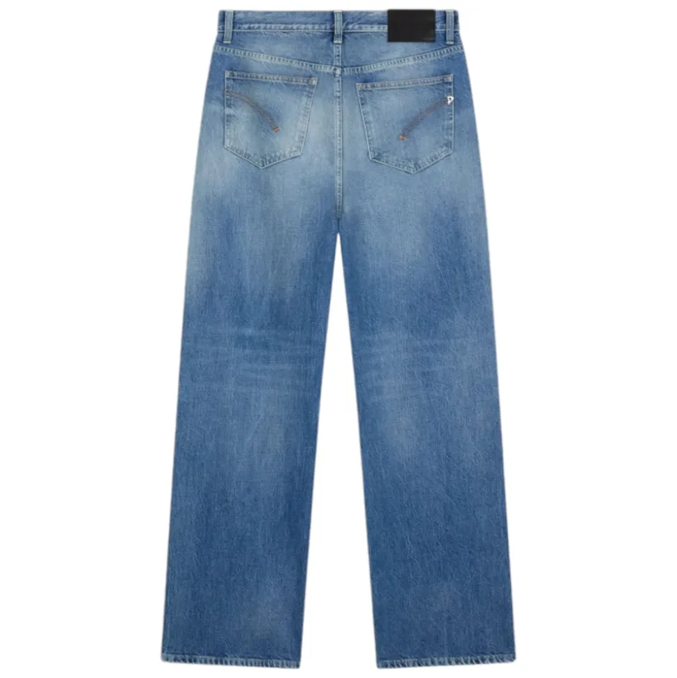 Dondup - Vintage Effect Wide Leg Jeans - Light Blue - Trousers - Luxury Exclusive Collection - Avvenice