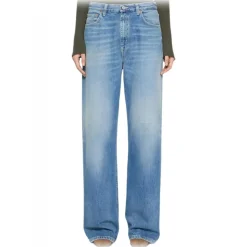 Dondup - Vintage Effect Wide Leg Jeans - Light Blue - Trousers - Luxury Exclusive Collection - Avvenice