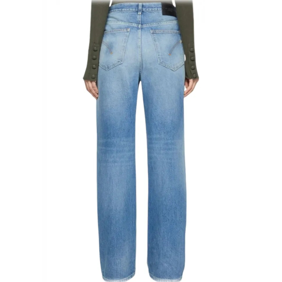 Dondup - Vintage Effect Wide Leg Jeans - Light Blue - Trousers - Luxury Exclusive Collection - Avvenice