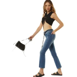 Dondup - Washed Canvas Trumpet Jeans - Blue - Trousers - Luxury Exclusive Collection - Avvenice