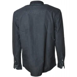 Dondup - Washed Denim Shirt with Buttons - Black - Shirt - Luxury Exclusive Collection - Avvenice