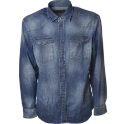 Dondup - Washed Denim Shirt with Buttons - Denim Blue - Shirt - Luxury Exclusive Collection - Avvenice
