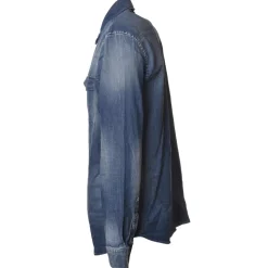 Dondup - Washed Denim Shirt with Buttons - Denim Blue - Shirt - Luxury Exclusive Collection - Avvenice