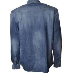 Dondup - Washed Denim Shirt with Buttons - Denim Blue - Shirt - Luxury Exclusive Collection - Avvenice