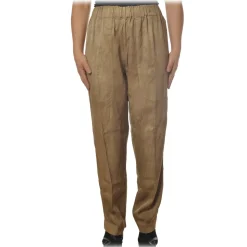 Dondup - Wide Leg Trousers in Delavè Fabric - Beige - Trousers - Luxury Exclusive Collection - Avvenice
