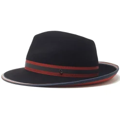 Doria 1905 - Delage - Fedora Hat Saraceno Black Laque Red - Accessories - Handmade Artisan Italian Cap - Avvenice
