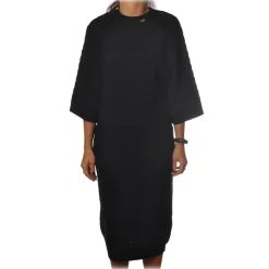 Elisabetta Franchi - 3/4 Long Sleeve Crew-Neck - Black - Dress - Made in Italy - Luxury Exclusive Collection - Avvenice