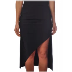 Elisabetta Franchi - Asymmetrical Sheath Skirt - Black - Skirt - Made in Italy - Luxury Exclusive Collection - Avvenice