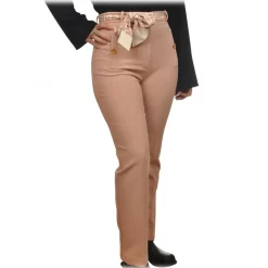 Elisabetta Franchi - Bell Pant with Logo Sash - Beige - Trousers - Made in Italy - Luxury Exclusive Collection - Avvenice