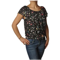 Elisabetta Franchi - Blouse Multicolor Pattern - Black - Shirt - Made in Italy - Luxury Exclusive Collection - Avvenice